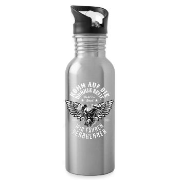 Komm auf die Dunkle Seite | Wir Fahren Verbrenner - Trinkflasche mit integriertem Trinkhalm - Lightsilver - Rechts