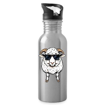 Schaf - Trinkflasche mit integriertem Trinkhalm - Lightsilver - Rechts