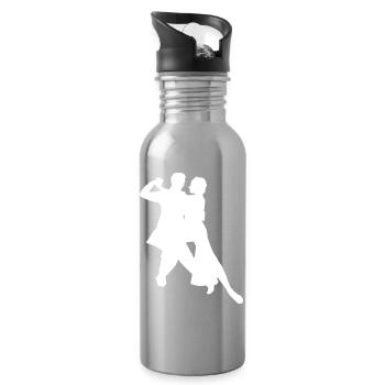 Elegante Tanzpaare Silhouette Klassischer Tanz - Trinkflasche mit integriertem Trinkhalm - Lightsilver - Rechts