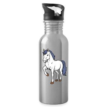 Pferd - Trinkflasche mit integriertem Trinkhalm - Lightsilver - Rechts