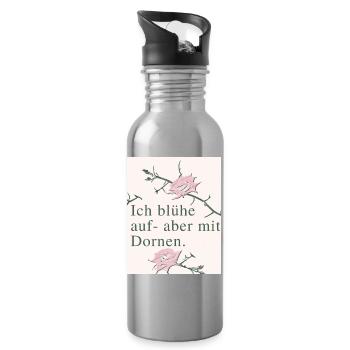 Flower theme with Sleeping Beauty design - Water bottle with straw - silver - Right