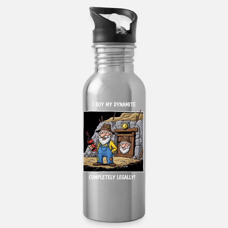 Dynamit-Miner ! - Trinkflasche mit integriertem Trinkhalm - Lightsilver