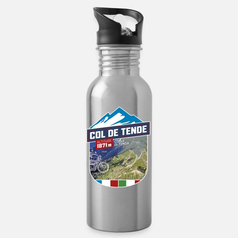 Col de Tende | Colle di Tenda | Sticker - Trinkflasche mit integriertem Trinkhalm - Lightsilver