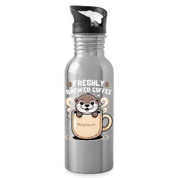 Adorable Otter Freshly Brewed Coffee Mug - Water bottle with straw - silver - Right