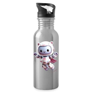 Niedliches Kätzchen 3D-Lenkrad – Pastellfarben - Trinkflasche mit integriertem Trinkhalm - Lightsilver - Rechts