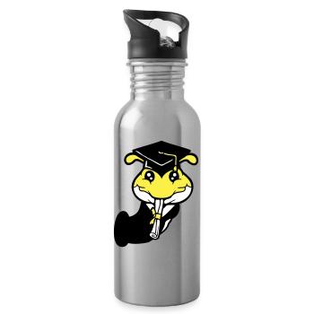 Hole Caterpillar School leaving certificate High school diploma passed college - Water bottle with straw - silver - Right