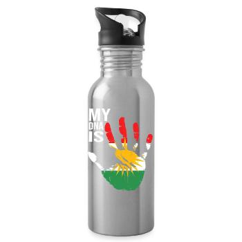 Kurdistan Kurden Handdesign mit Flagge - Trinkflasche mit integriertem Trinkhalm - Lightsilver - Rechts