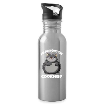 Gros chat avec des biscuits drôles - Gourde avec paille intégrée - argent clair - Droite
