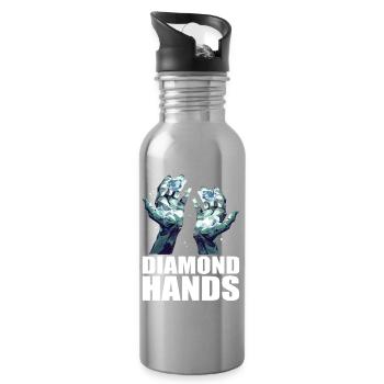 Commerce de mains de diamants - Gourde avec paille intégrée - argent clair - Droite