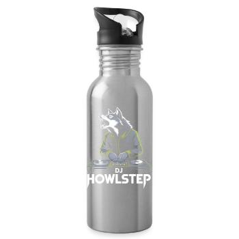 DJ Howlstep Wolf Am Mischpult Rave Vibes - Trinkflasche mit integriertem Trinkhalm - Lightsilver - Rechts