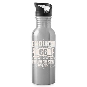 66. Geburtstag - Trinkflasche mit integriertem Trinkhalm - Lightsilver - Rechts
