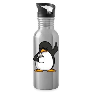 Pingouin Café Café Amateur Bureau Doigt d’honneur - Gourde avec paille intégrée - argent clair - Droite