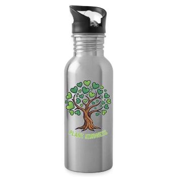 Plant Kindness Baum mit Herzblättern - Trinkflasche mit integriertem Trinkhalm - Lightsilver - Rechts
