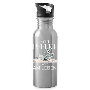 Nicht Perfekt Doch Lebendig - Trinkflasche mit integriertem Trinkhalm - Lightsilver - Rechts
