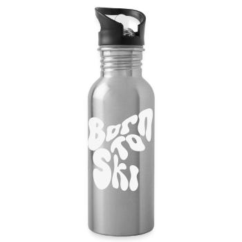Born to Ski - Winter Design - Trinkflasche mit integriertem Trinkhalm - Lightsilver - Rechts