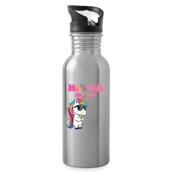 Einhorn Geburtstag  - Trinkflasche mit integriertem Trinkhalm - Lightsilver - Rechts