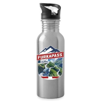 Sticker_CH_Furka - Water bottle with straw - silver - Right
