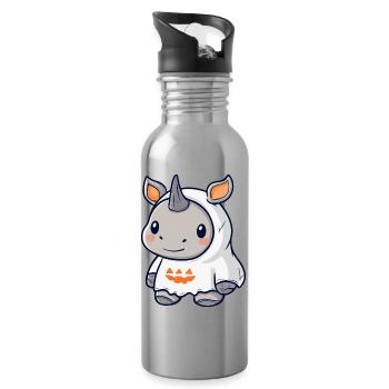 Rhinocéros Halloween fantôme - Gourde avec paille intégrée - argent clair - Droite
