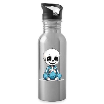 Skeleton baby in blue pajamas - Water bottle with straw - silver - Right