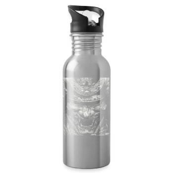 Demon mask in high contrast - Water bottle with straw - silver - Right