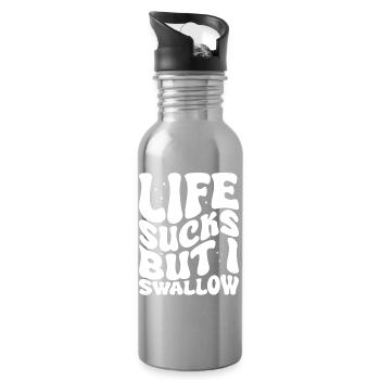 Life Sucks But I Swallow - Trinkflasche mit integriertem Trinkhalm - Lightsilver - Rechts