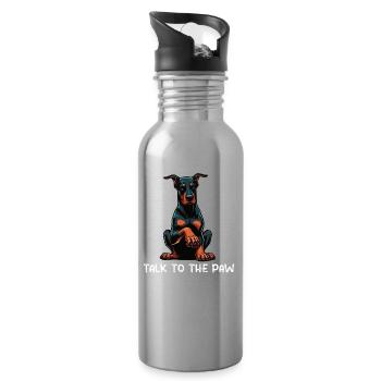 Talk to the Paw Doberman Doberman Owner - Water bottle with straw - silver - Right