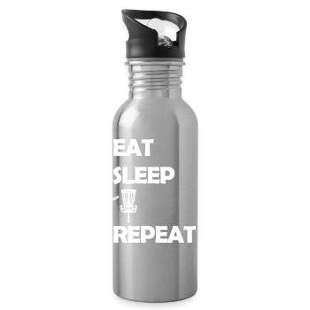 Eat Sleep Disc Golf Repeat Discgolf Trendsport - Trinkflasche mit integriertem Trinkhalm - Lightsilver - Rechts
