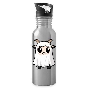 Bergziege Halloween Geist - Trinkflasche mit integriertem Trinkhalm - Lightsilver - Rechts