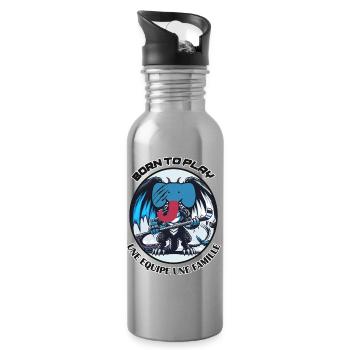 Born to Play Eishockey Monster - Trinkflasche mit integriertem Trinkhalm - Lightsilver - Rechts