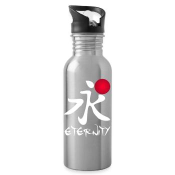 Eternity in Red Calligraphy - Water bottle with straw - silver - Right
