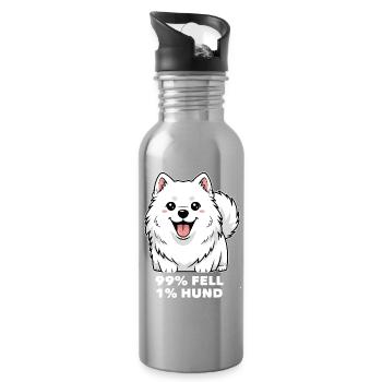 Samojede 99% Fell 1% Hund Lustiger Spruch - Trinkflasche mit integriertem Trinkhalm - Lightsilver - Rechts