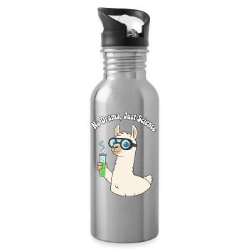 Lama Researcher: No Dramas, Science - Water bottle with straw - silver - Right