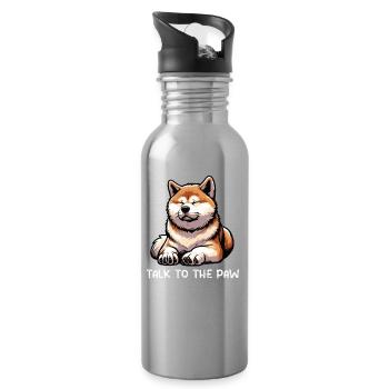 Talk To the Paw Akita Akitabesitzer Akitahund - Water bottle with straw - silver - Right
