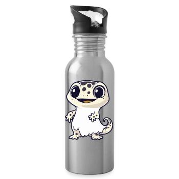 Lézard Halloween fantôme - Gourde avec paille intégrée - argent clair - Droite