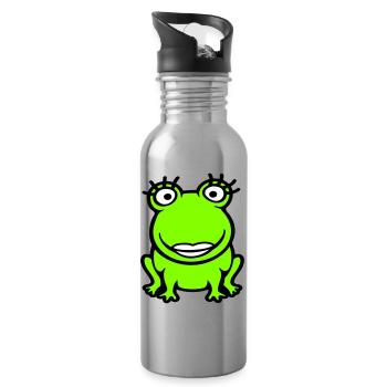 grenouille fille cils jolie femme fille fille - Gourde avec paille intégrée - argent clair - Droite