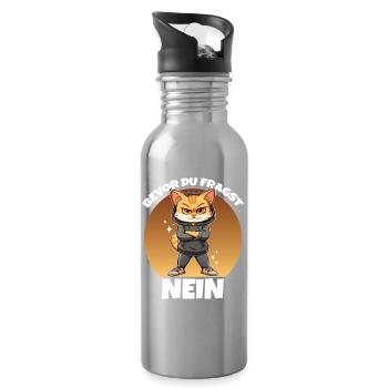 Bevor du fragst: Nein Dünnes Eis Kollege - Water bottle with straw - silver - Right