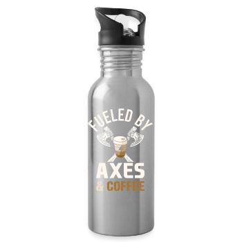 Viking Mythologie Walhalla Krieger Axt Sprüche - Trinkflasche mit integriertem Trinkhalm - Lightsilver - Rechts