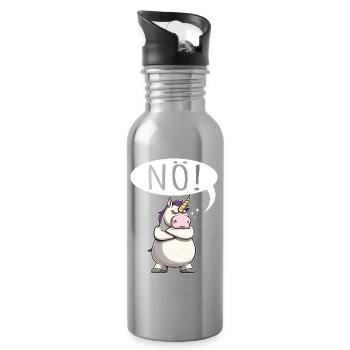 Einhorn Nö pummelig - Trinkflasche mit integriertem Trinkhalm - Lightsilver - Rechts