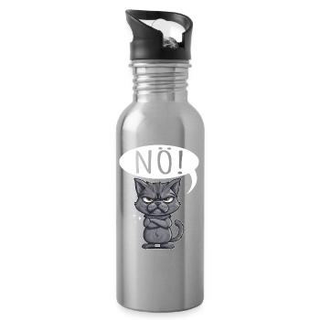 non facile non non chat chat drôle de dicton - Gourde avec paille intégrée - argent clair - Droite