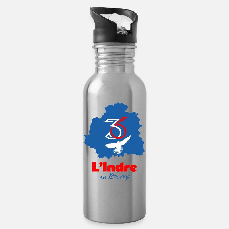 Indre 36 - Gourde avec paille intégrée - argent clair