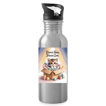 Kitten in a Box Forever Home - Water bottle with straw - silver - Right