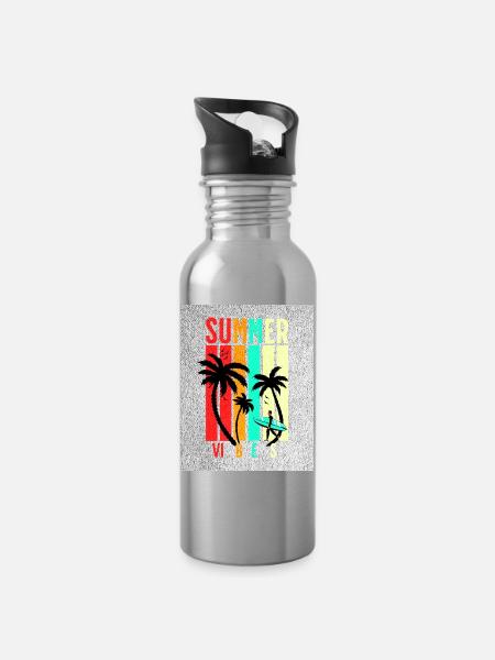 Summer Vibez - Water bottle with straw - silver