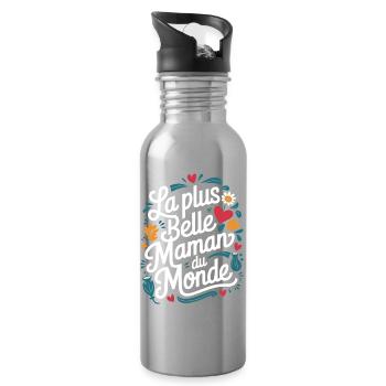 The Most Beautiful Mom in the World - Water bottle with straw - silver - Right