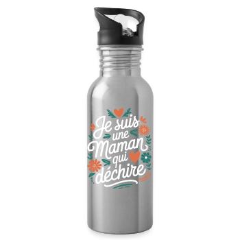 Ich bin eine Killer-Mutter - Trinkflasche mit integriertem Trinkhalm - Lightsilver - Rechts