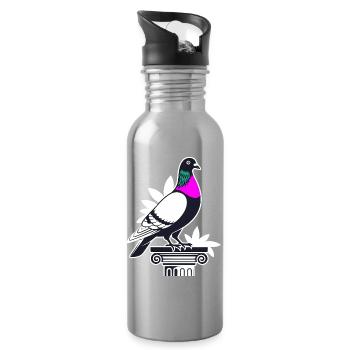 Pigeon mignon drôle cadeau pour pigeon chuchoteur - Gourde avec paille intégrée - argent clair - Droite