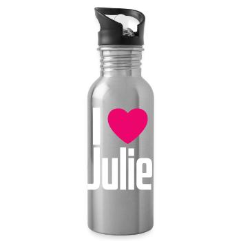 I Love Julie Pink Heart I Love Julie - Water bottle with straw - silver - Right