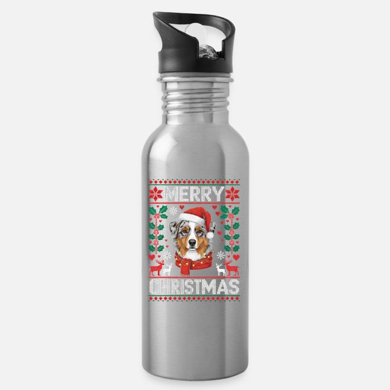Berger Australien Noël Noël - Gourde avec paille intégrée - argent clair