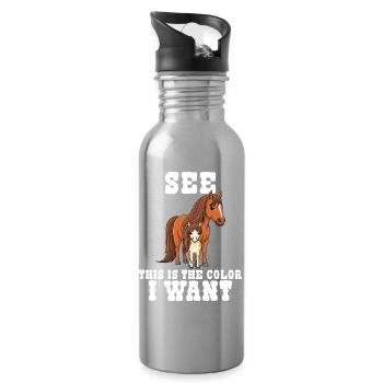 Humour Cheval Cavalier Équitation - Gourde avec paille intégrée - argent clair - Droite