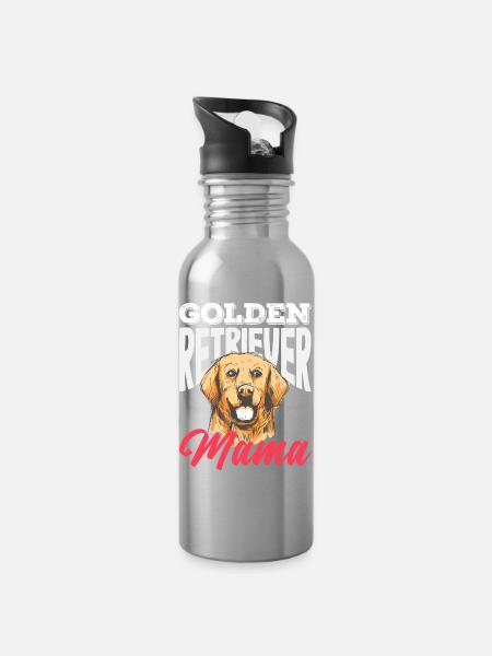 Golden Retriever Besitzer Halter Geschenk - Trinkflasche mit integriertem Trinkhalm - Lightsilver