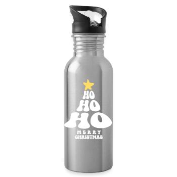 Merry Christmas HO HO HO Christmas Tree Santa - Water bottle with straw - silver - Right